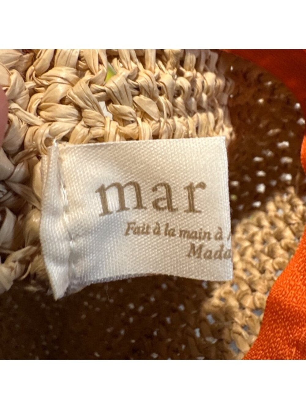 Mar Y Sol Woven Raffia Clutch Orange Zipper & Tassel 8.5 x 6.5" Handmade - Picture 6 of 7